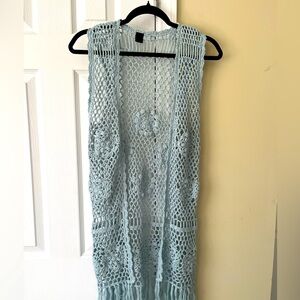 Bohemian crochet vest in light blue